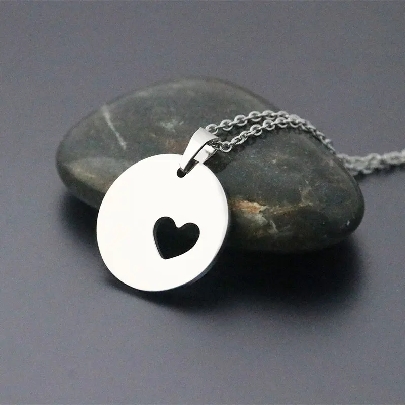 1pc New Classic Round Sun Heart Stainless Steel Custom Necklace Love Hearts Pendant Kids Girls Women Festival Jewelry | Украшения и