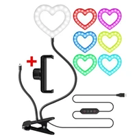 ring light heart shaped rgb with phone holder stand selfie video photography fill lamps for youtube live studio streaming