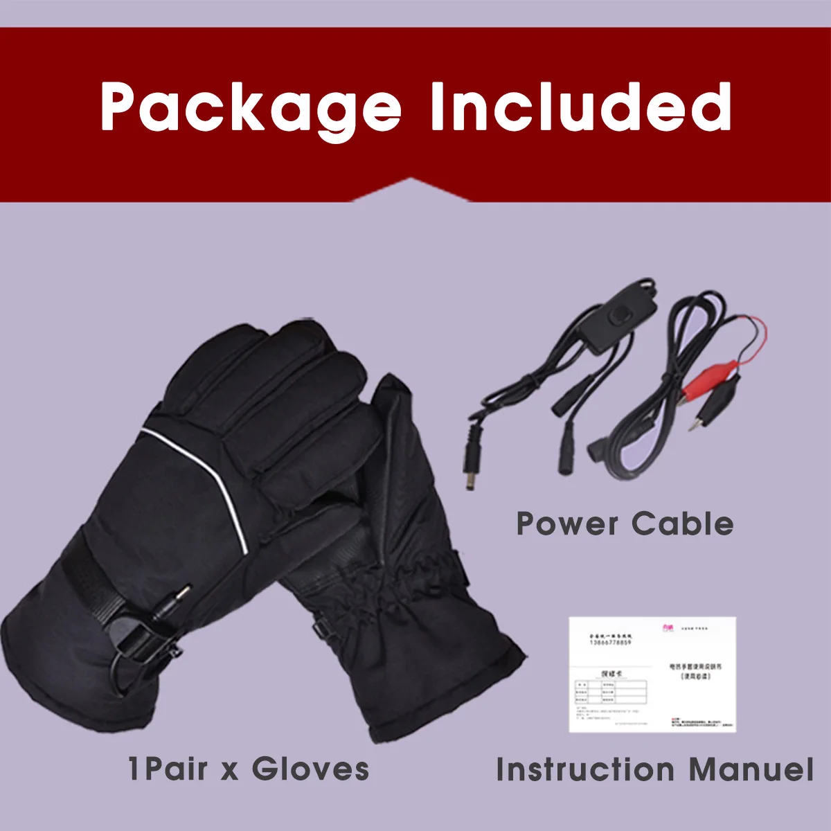 

1 Pair Men Women Winter Heated Gloves Motorcycle Electric Heated Gloves Non-slip Waterproof Hand Warm Poprmal Skiing Gloves