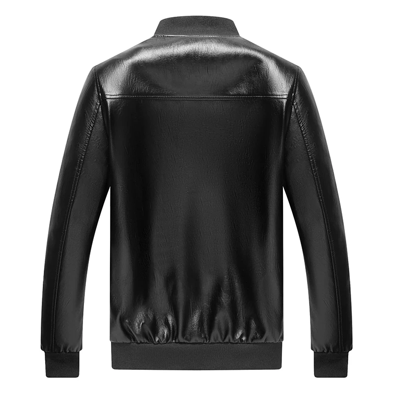Men's Stand Collar Jacket Motorcycle Autumn Winter PU Leather Coat Streetwear Male Classic Black Bomber Suits Windbreaker 5XL | Мужская