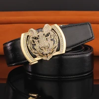 personality tiger head pin buckle motorcycle mens belt luxury leather strong european american locomotive male belt friend gift