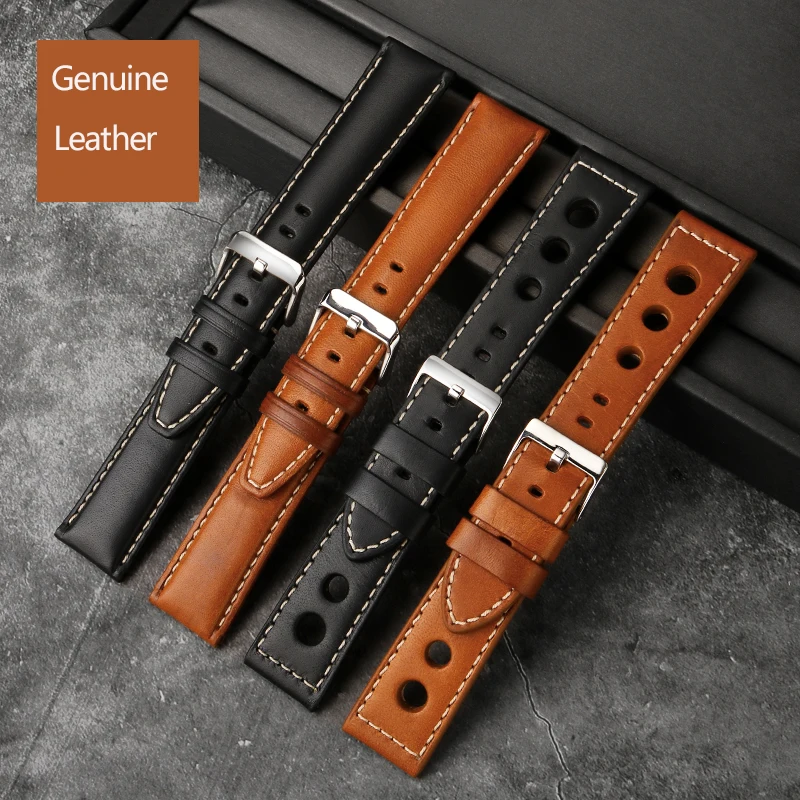 

Italian Genuine Leather Watchband T91 High Quality Bracelet Silver Pin Buckle PRS516 T044 Black Brown Strap 18mm 20mm 22mm 24mm