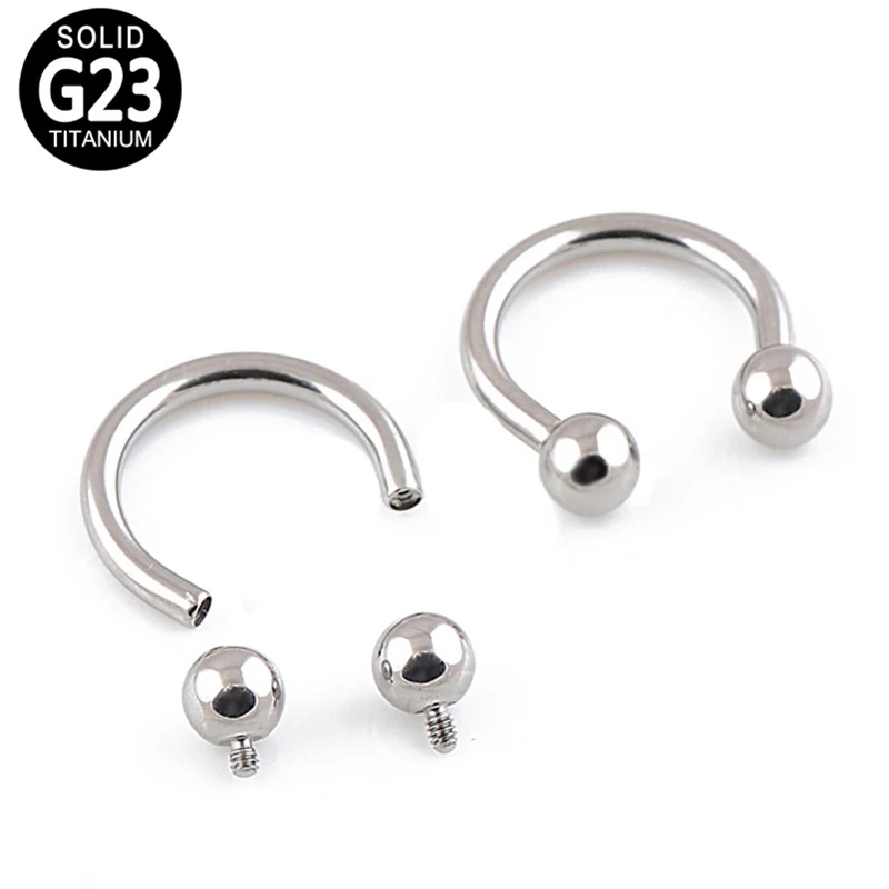 

2 Pcs G23 Tiatnium Circular Barbell Horseshoe Nose Hoop Ring Septum Lip Studs Nostril Earrings Tragus Ear Piercing Body Jewelry