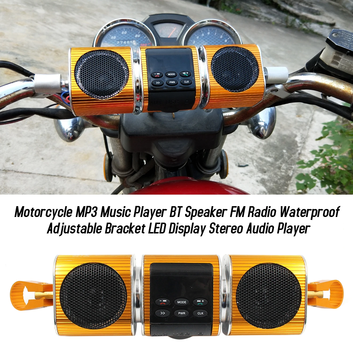 Музыкальный проигрыватель для мотоциклов Golden динамик с Bluetooth mp3 плеером FM радио