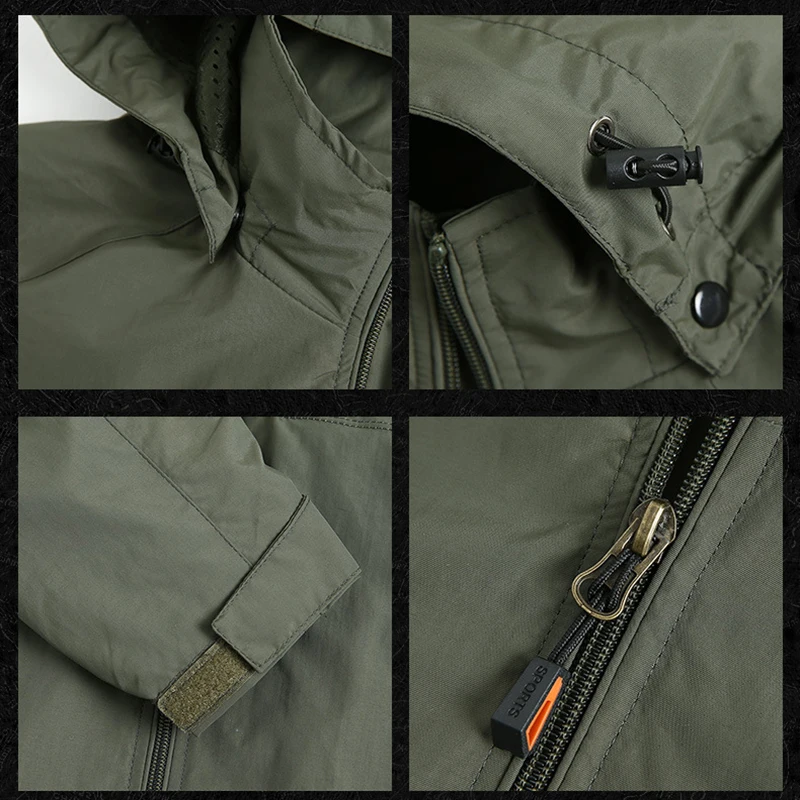 

Men's Waterproof Military Jacket Spring Autumn Men Casual Windbreaker Jackets Mens Breathable Hooded Outdoor Sports Coats 5XL