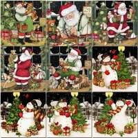 gatyztory painting by number snowman and santa claus for adults children unique gift handpainted christmas gift on canvas wall d