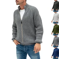 2021 european and american autumn and winter mens sweater cardigan solid color lapel long sleeve knitted jacket