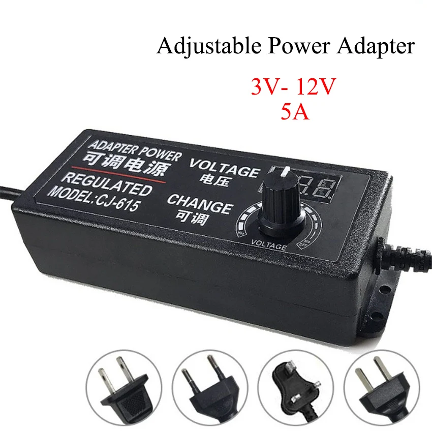 Многофункциональный регулируемый адаптер питания постоянного тока с дисплеем