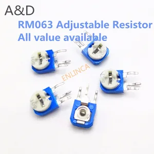 50 шт. RM063 сине-белый Регулируемый резистивный Потенциометр 100 200 500 Ом 1K 2K 5K 10K 20K 50K 100K 200K 500K 1M Ом