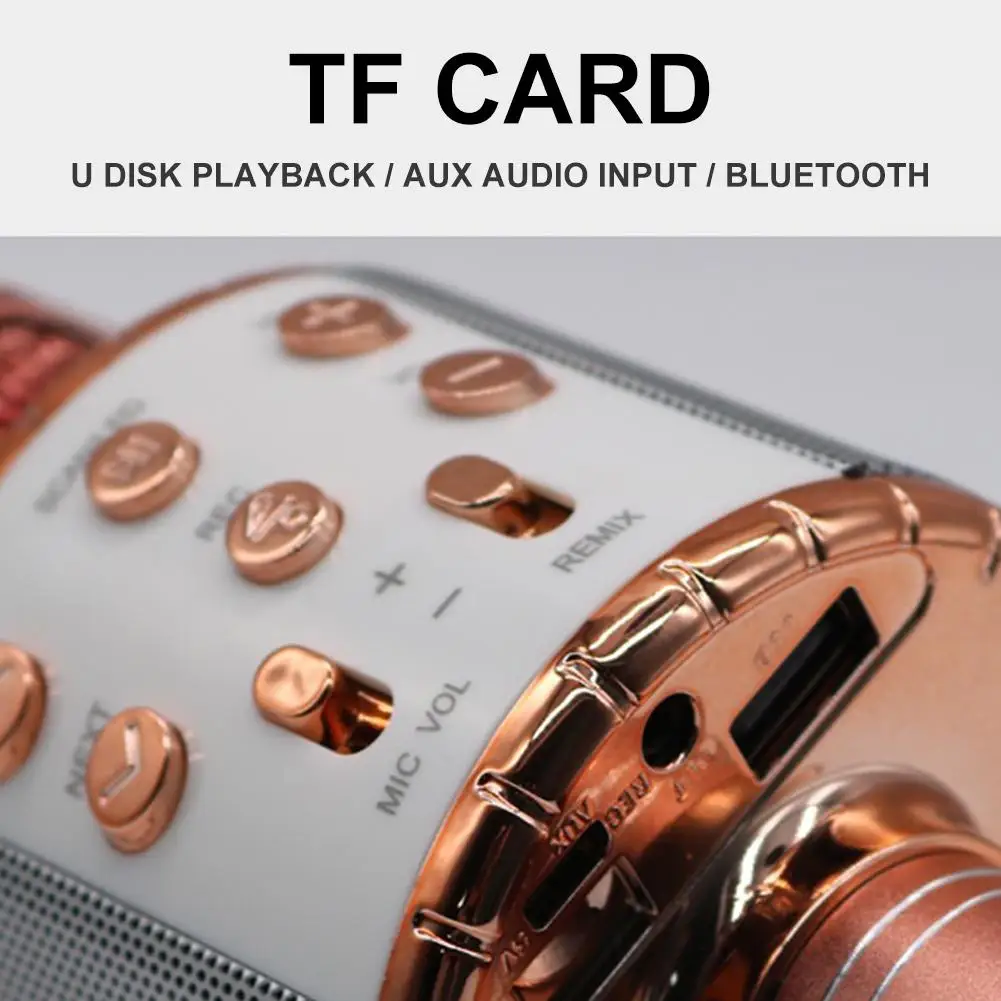 WS 858L караоке Bluetooth микрофон Поддержка записи песни Micro USB порт портативный беспроводной микрофон с мигающими огнями