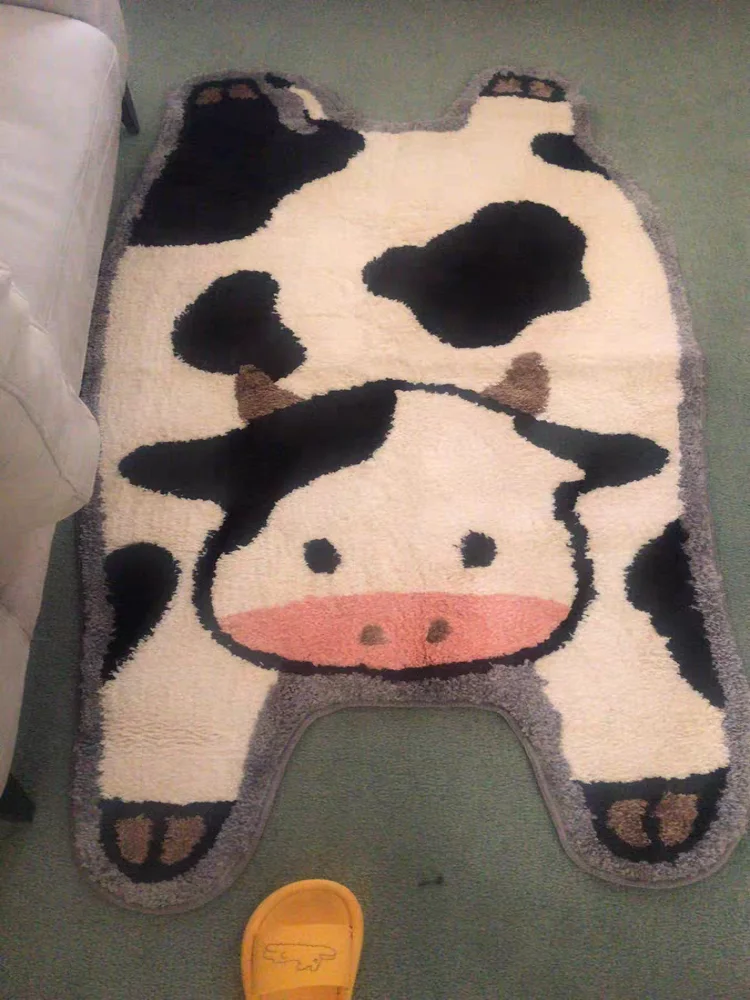 

Multi-function Cute cow shaped woven area rug 80x160cm,children room bedside carpet,decoration hanging rug,taperstry