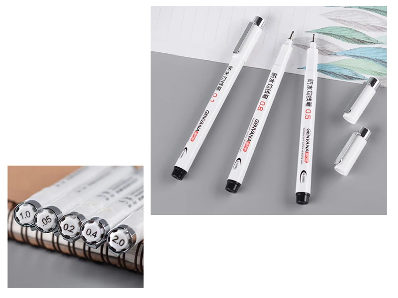 Черные чернила водонепроницаемая чернильная ручка с крючком тонкая игольчатая