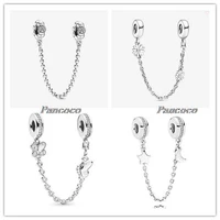 925 sterling silver bead charm two decorative butterflies safety chain beads fit pandora bracelet necklace jewelry