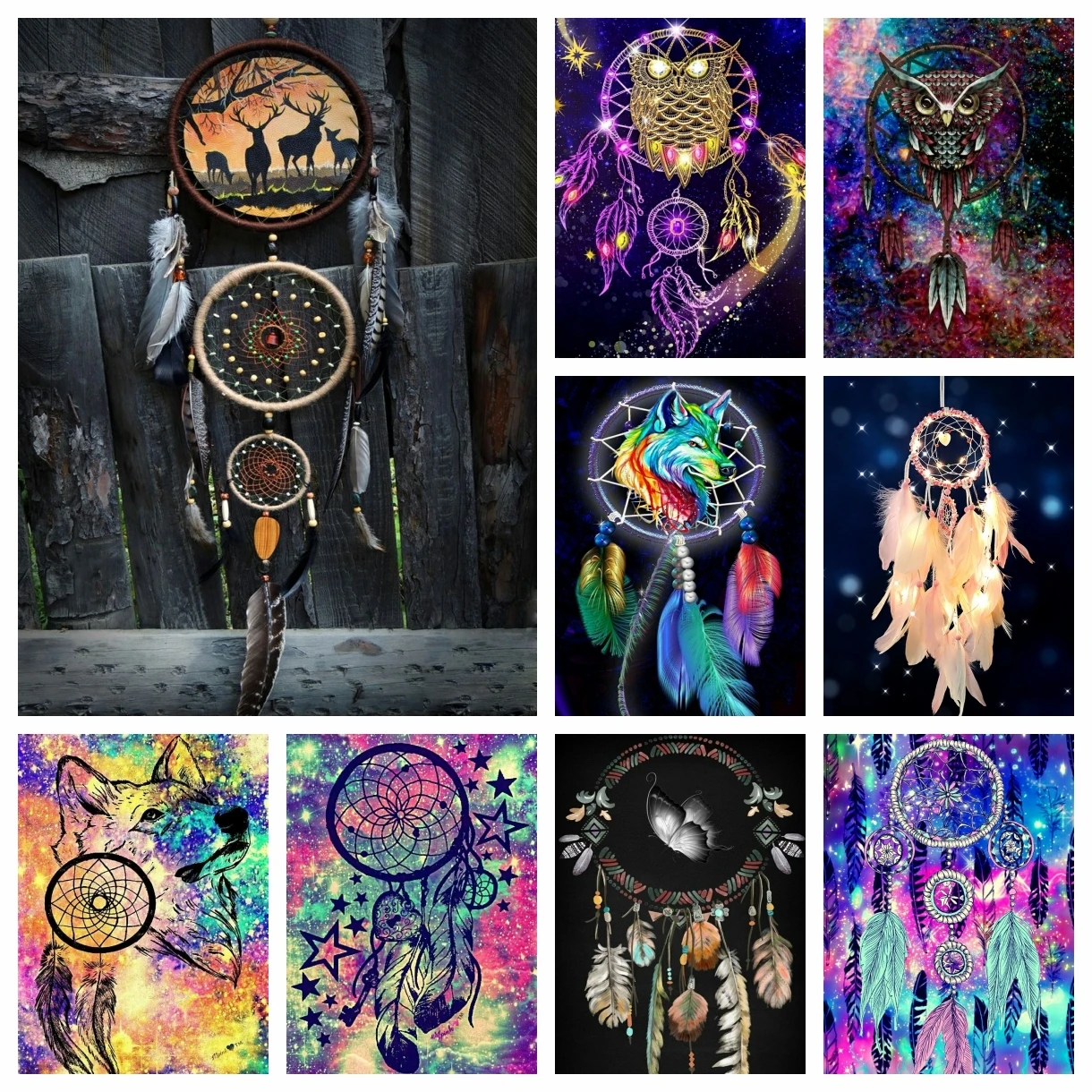 

New Arrival 5D DIY Indians Dream Wind Chime Dream Catcher Diamond Painting Cross Stitch Kit Art Full Drill Embroidery Room Decor