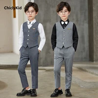 boy gentleman dot top kids waistcoat wedding clothes sets toddler formal suits child bowtie shirt vest trouser baby party outfit