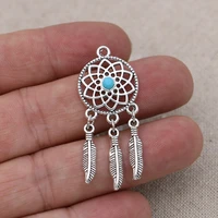 5pcs tibetan silver plated diy dream catcher charms pendants for bracelet jewelry making accessories handmade craft
