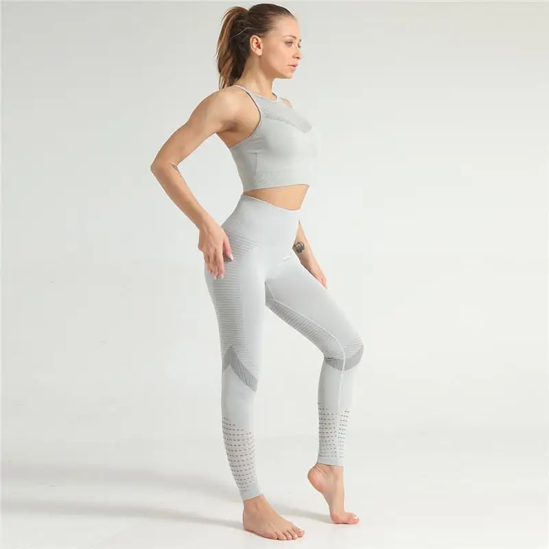 Бесшовный комплект для йоги SVOKOR одежда спортзала с вырезами женщин спортивные