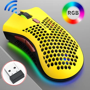 2400dpi lightweight usb 2 4g wireless gaming mouse e sports rgb luminous hole honeycomb mice laptop accessories gamer mause free global shipping