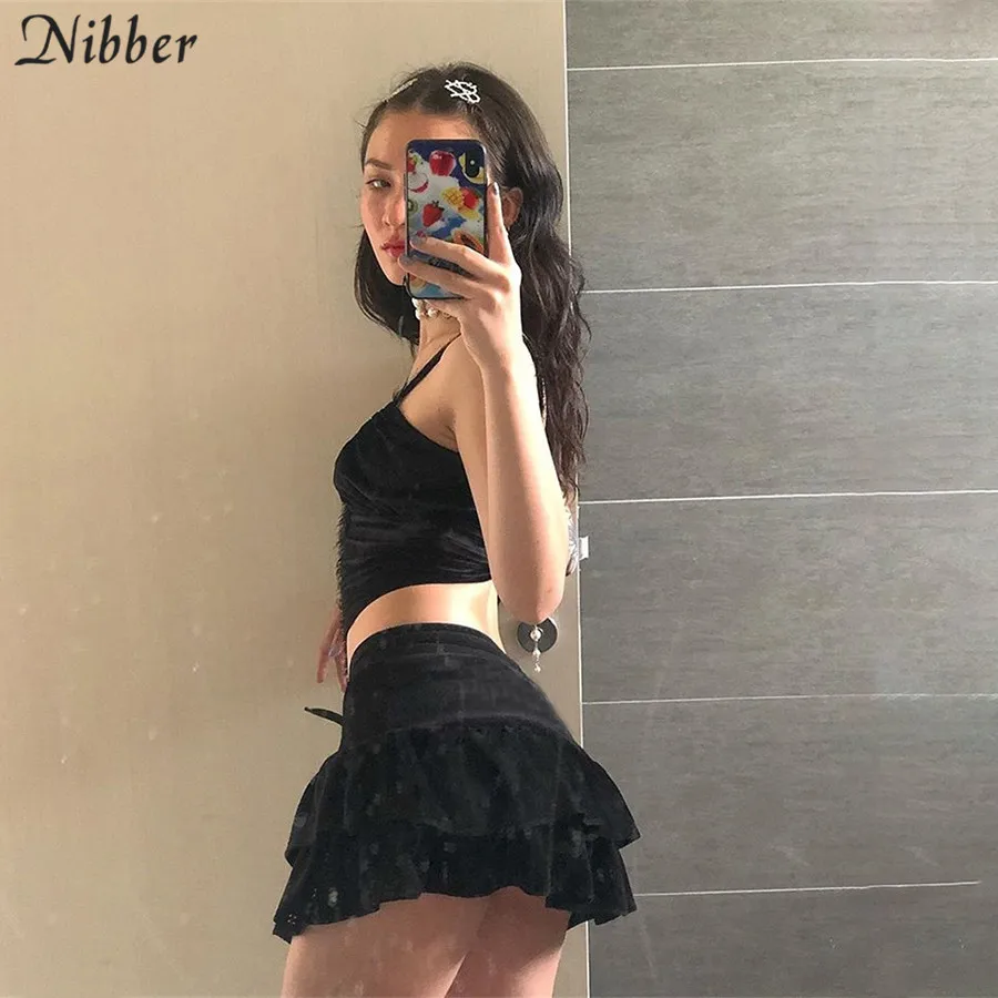 Nibber/пикантные черные фланелевые кроп-топы, camisole, женские,, Осенние, модные, вечерние, Клубные, ночные, эластичные, тонкие топы на бретелях, mujer