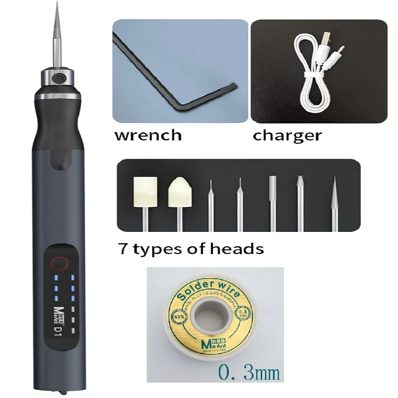 MaAnt D1  Grinding Pen Polishing Engraver Pen For Jade Metal Beeswax Wood Porcelain Mainboard BGA IC with solder wire