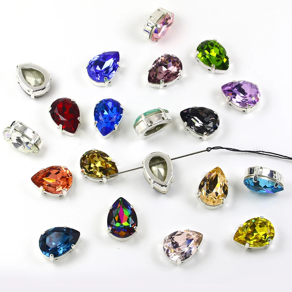 Хрустальные стразы стеклянные с серебряным креплением пришивные аппликация для