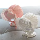 Кружевная шапка для новорожденных, милая хлопковая шапка для маленьких девочек, шапка принцессы для младенцев, шапочка для малышей, летняя Солнцезащитная шапка для девочек, подарки