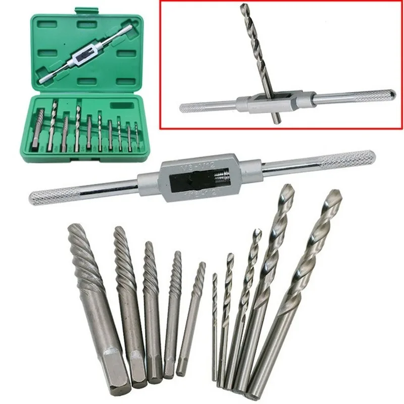 

11pcs 3MM-10MM Damaged Screw Extractor Drill Bits Guide Set Broken Speed Out Easy Out Bolt Stud Stripped Screw Remover Tool