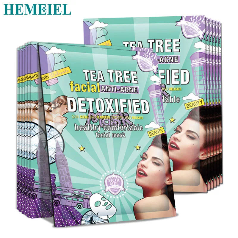 HEMEIEL tea Tree detox Корейская маска для лица против акне и черных точек увлажняющая маска для лица с масляным контролем уход за кожей 3 шт