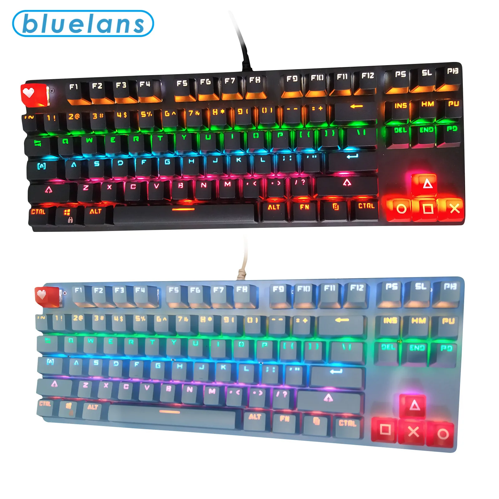 

Настольная 87 клавиш блестящая красная клавиатура с сердцем универсальная RGB подсветка Механическая USB Проводная игровая клавиатура механи...