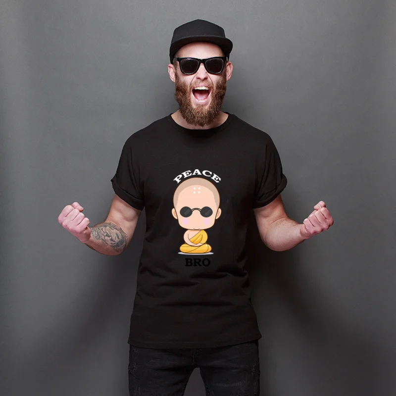 

Father Day Peace Bro Monk High Quality O-Neck Tops Shirt Teenagers Cheap T-Shirts O Neck Funky T Shirt Boyfriend Gift
