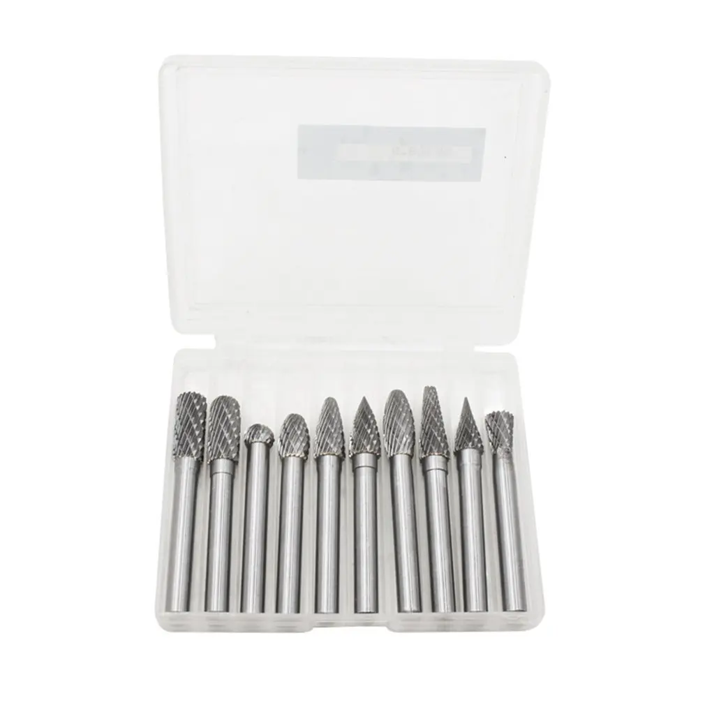 

10pcs/set Carbide Rotary File Set Double Grain Tungsten Steel Rotary File Carving Polishing File Sanding Tools