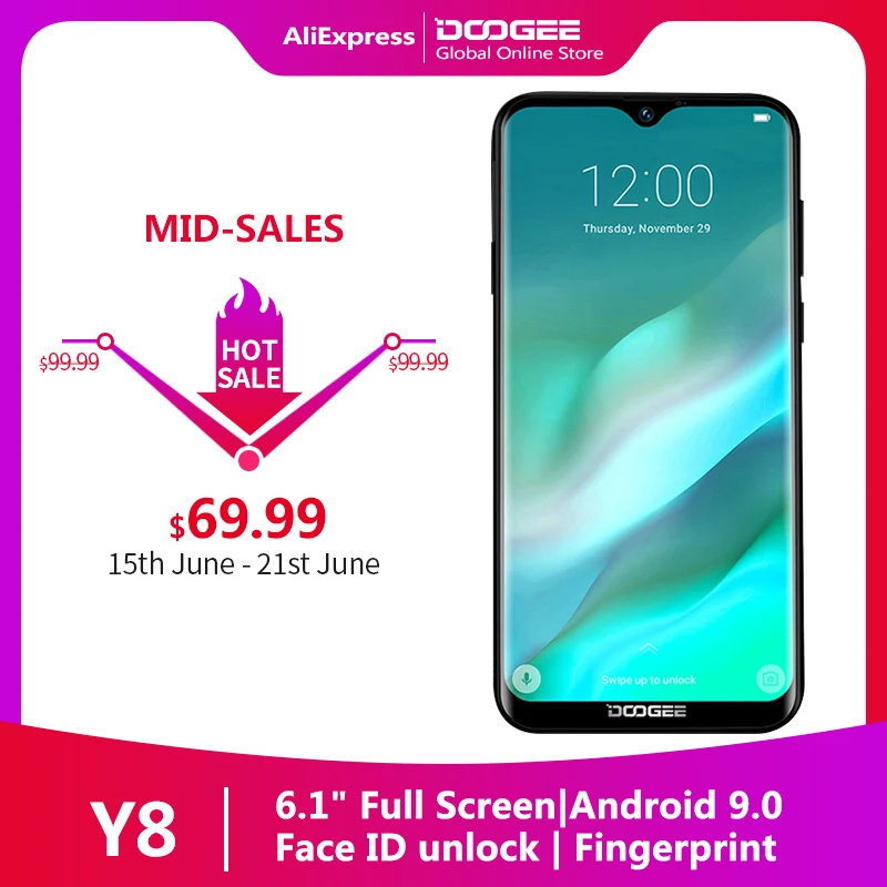 В наличии DOOGEE Y8 Android 9 0 смартфон 3 ГБ ОЗУ 32 Гб ПЗУ 6 1 &quotFHD 19:9 дисплей 3400 мАч MTK6739 4G LTE
