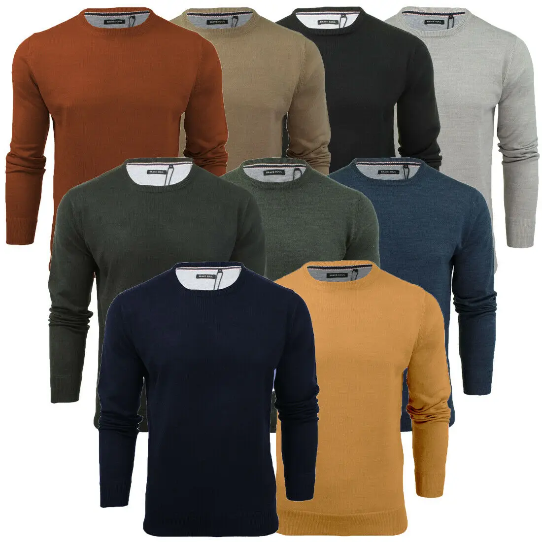 

Mens Light Knitted Crew Neck Jumper Sweater Jersey Long Sleeve Brave Soul Parsec