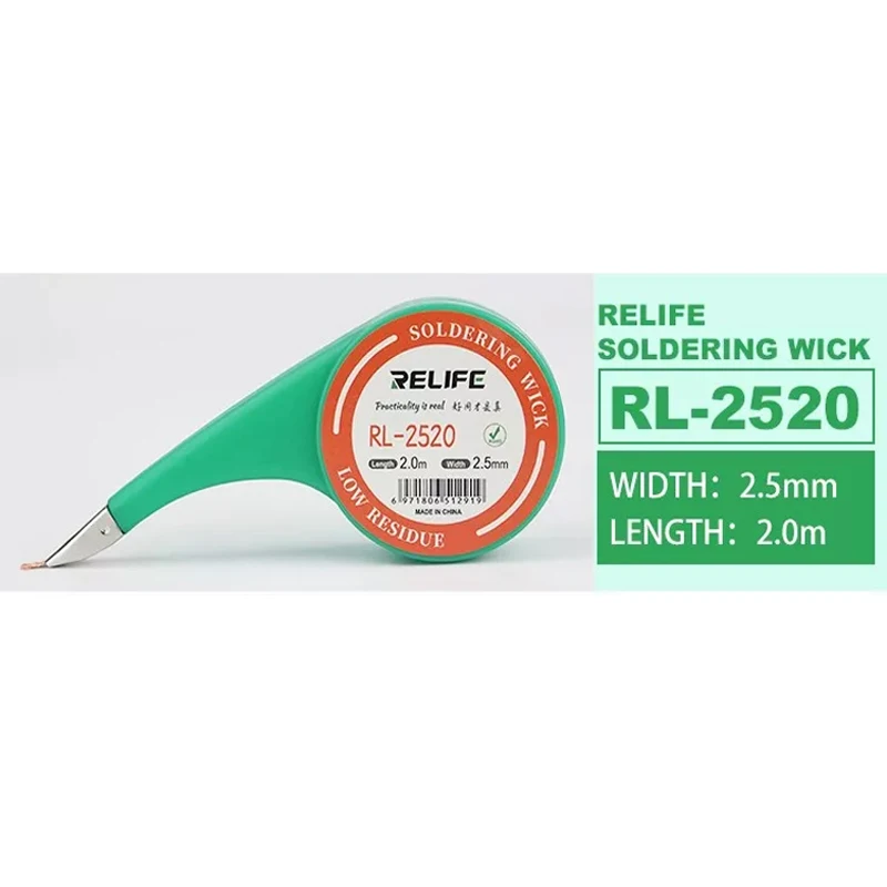 

2M 1PCS RELIFE RL-1520 RL-3520 Solder Wick Remover High Precision 1.5-3.5mm Residue Adsorption Clean Solder Joints Slag