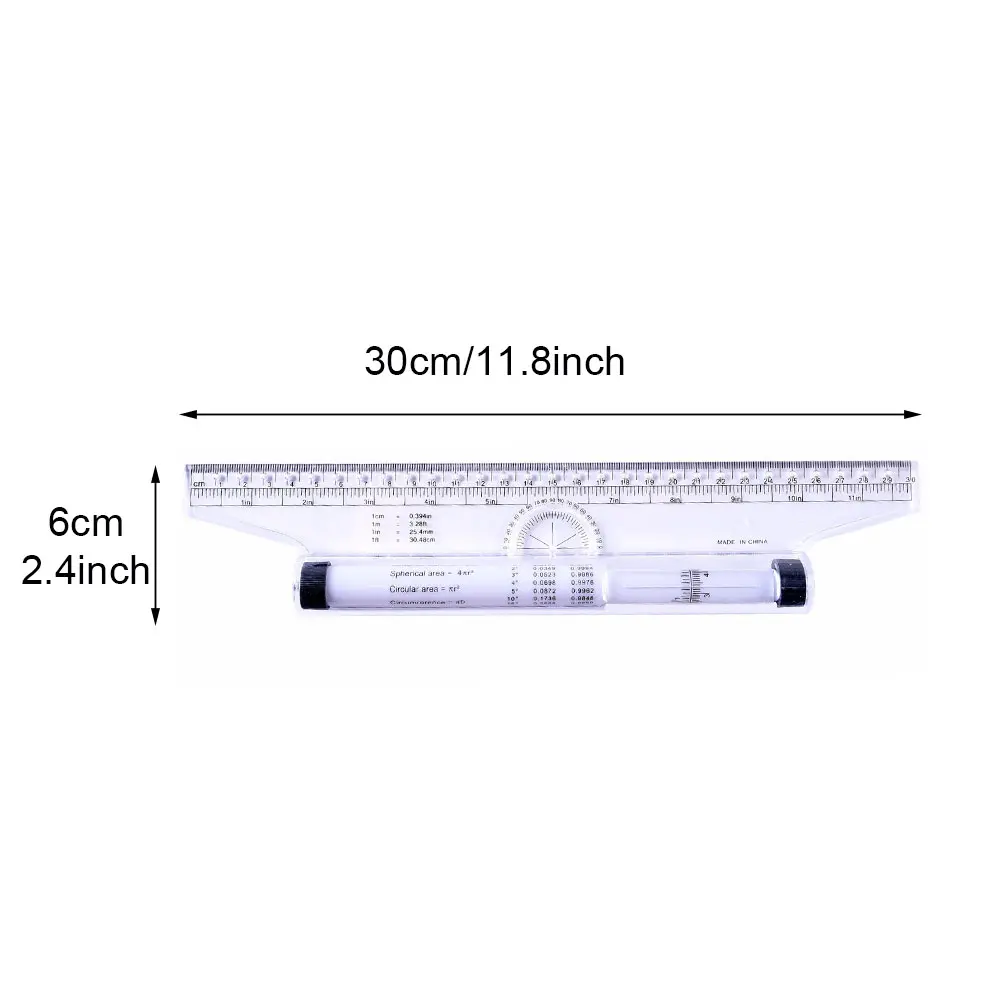 

30cm Drafting Home Office Multifunction School Leveling Plastic Measuring Rolling Ruler Hand Tools Drawing Line Easy Read
