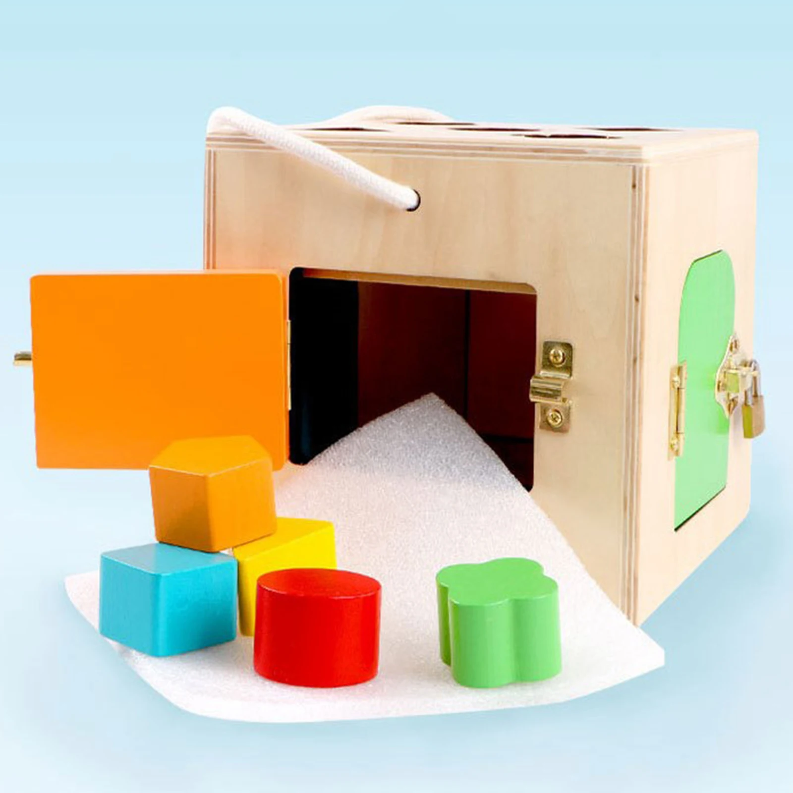 

Montessori Colorful Wooden Lock Box Toy Memory Board Game Puzzle Toy for Age 3+ Preschool Children Early Education
