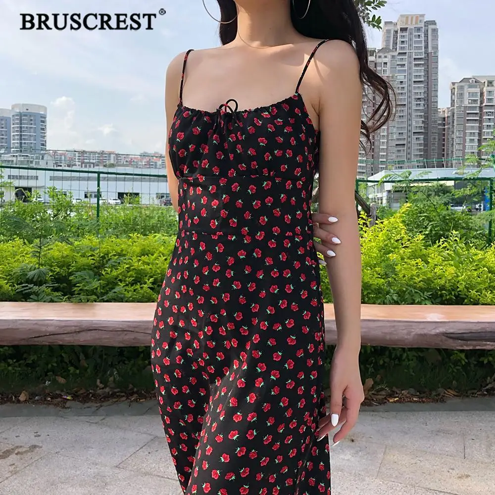 Женское шифоновое платье с открытой спиной черное винтажное миди цветочным