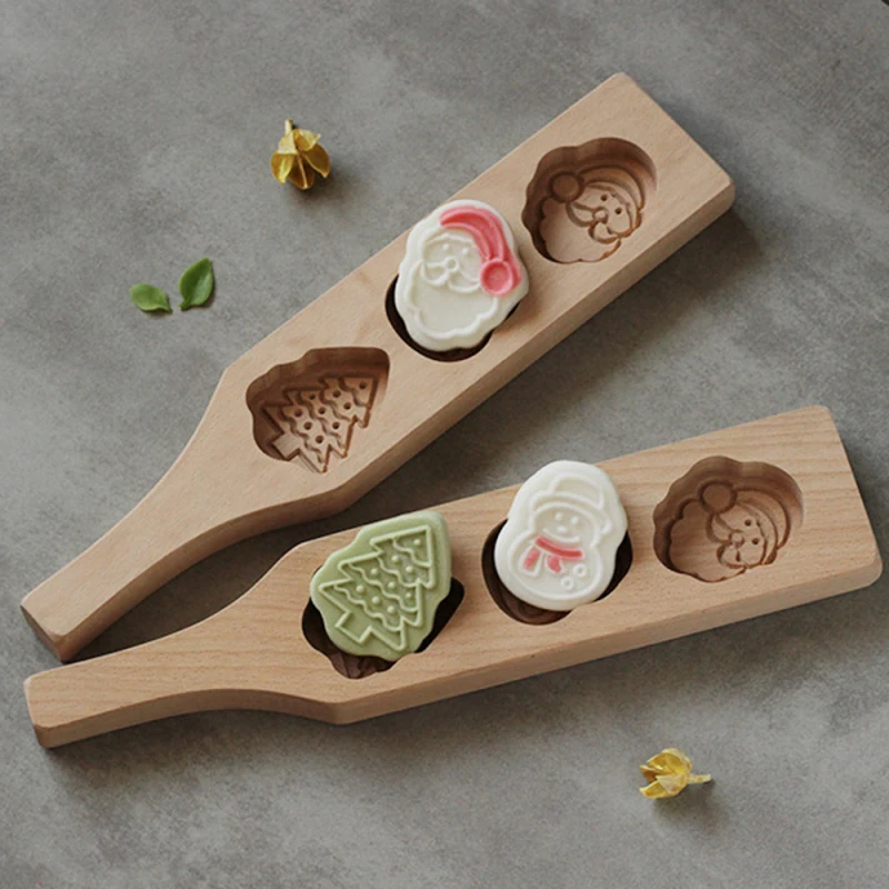 

1PC DIY Handmade Making Baking Wooden Moulds Christmas Pattern Cookie Pastry Mold Decoration