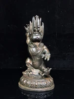 8chinese temple collection old bronze cinnabar lacquer dragon king standing dragon statue vajra guardian ornaments town house