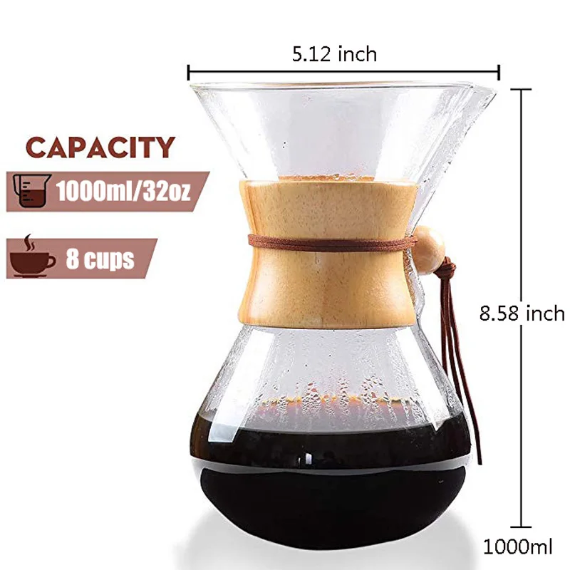 Кофейники кафетерий 1000 мл с фильтром из нержавеющей стали термостойкий