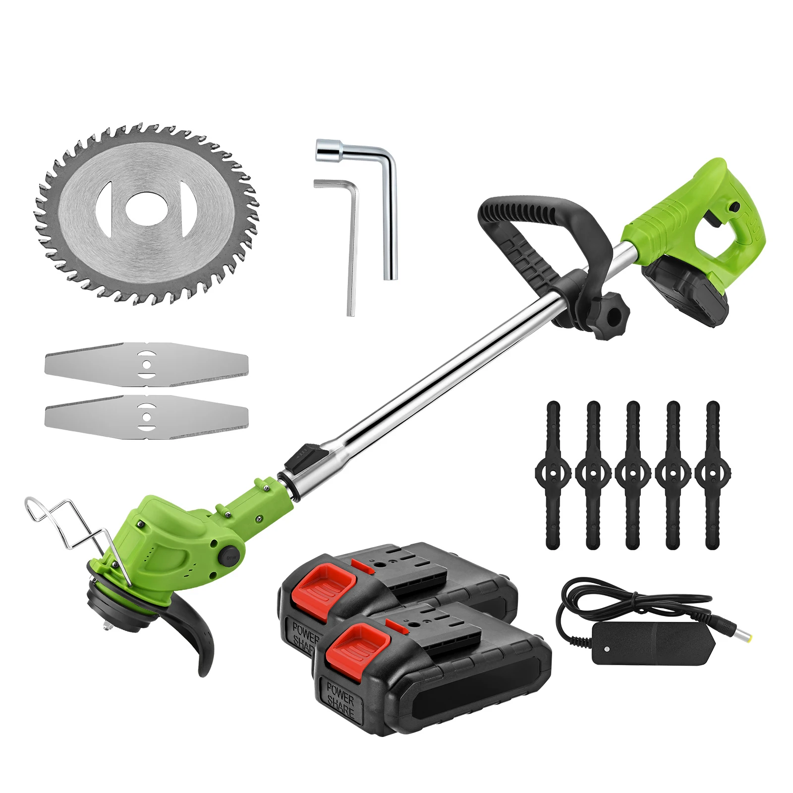 

Беспроводная электрическая газонокосилка, Аккумуляторный триммер для травы, 24 В, 2 аккумулятора, автоматическое разрешение, портативная са...