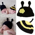 От 0 до 6 месяцев новорожденный Фото Опора животных Косплэй пчелы вязаная крючком Одежда для младенцев мягкие фото Высокое качество нетканые костюм