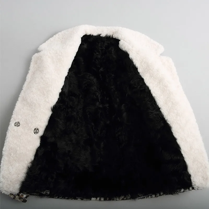 2020 твидовая шерстяная куртка пальто из натурального меха Женское с воротником