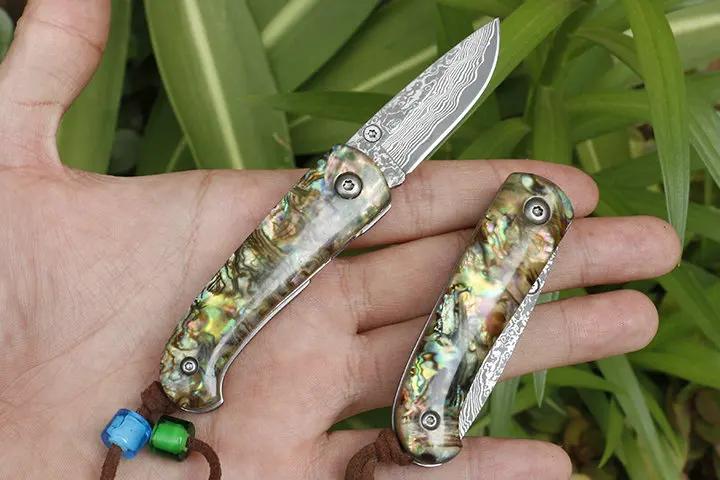 Goedkoop Damascus Staal Mes Pocket Folding Camping Mes Outdoor Gereedschappen Survival Mini Sleutelhanger Mes Edc Vissen Messen Jacht Goederen