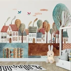 На заказ любой размер обои 3D мультфильм маленький город детский дом фон настенная живопись абстрактный Papel де Parede сала 3D