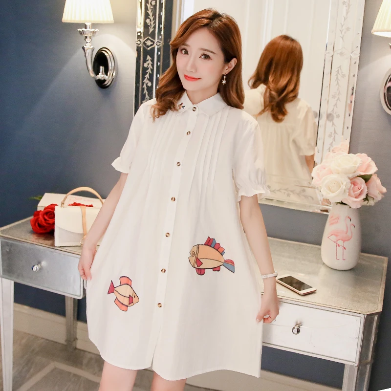 

2019 New Brand Summer Maternity Dress Woman Cute Short Sleeve Large Size Dresses Pregnant Woman Dress MD-01800