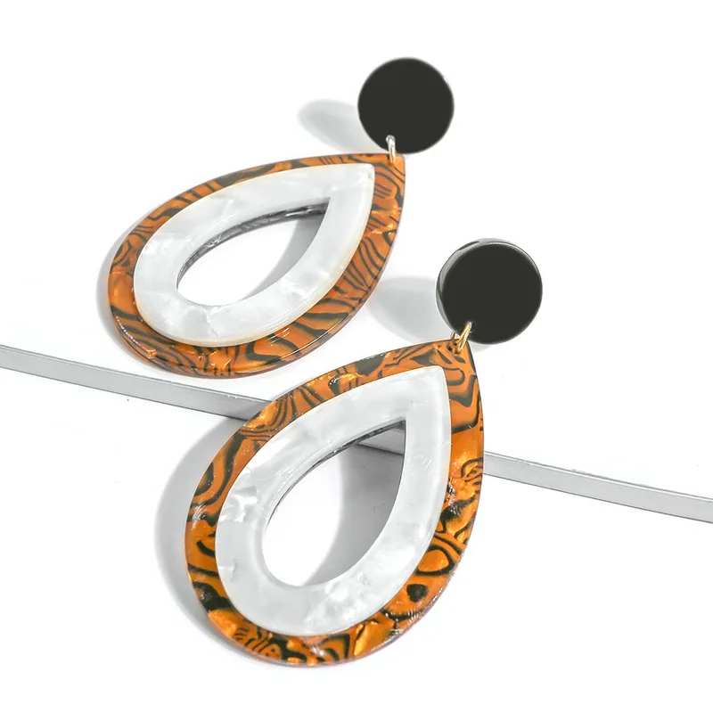 Модные Акриловые серьги с каплевидными цветными блоками из смолы Весна Лето