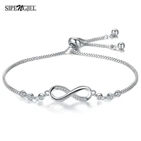 sipengjel fashion stainless steel endless love infinity chain bracelets on hand adjustable bracelets for woman party jewelry