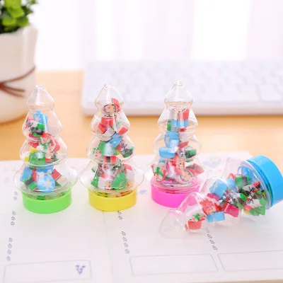 1 бутылка креативный милый ластик в форме бутылки рождественской елки миниластик