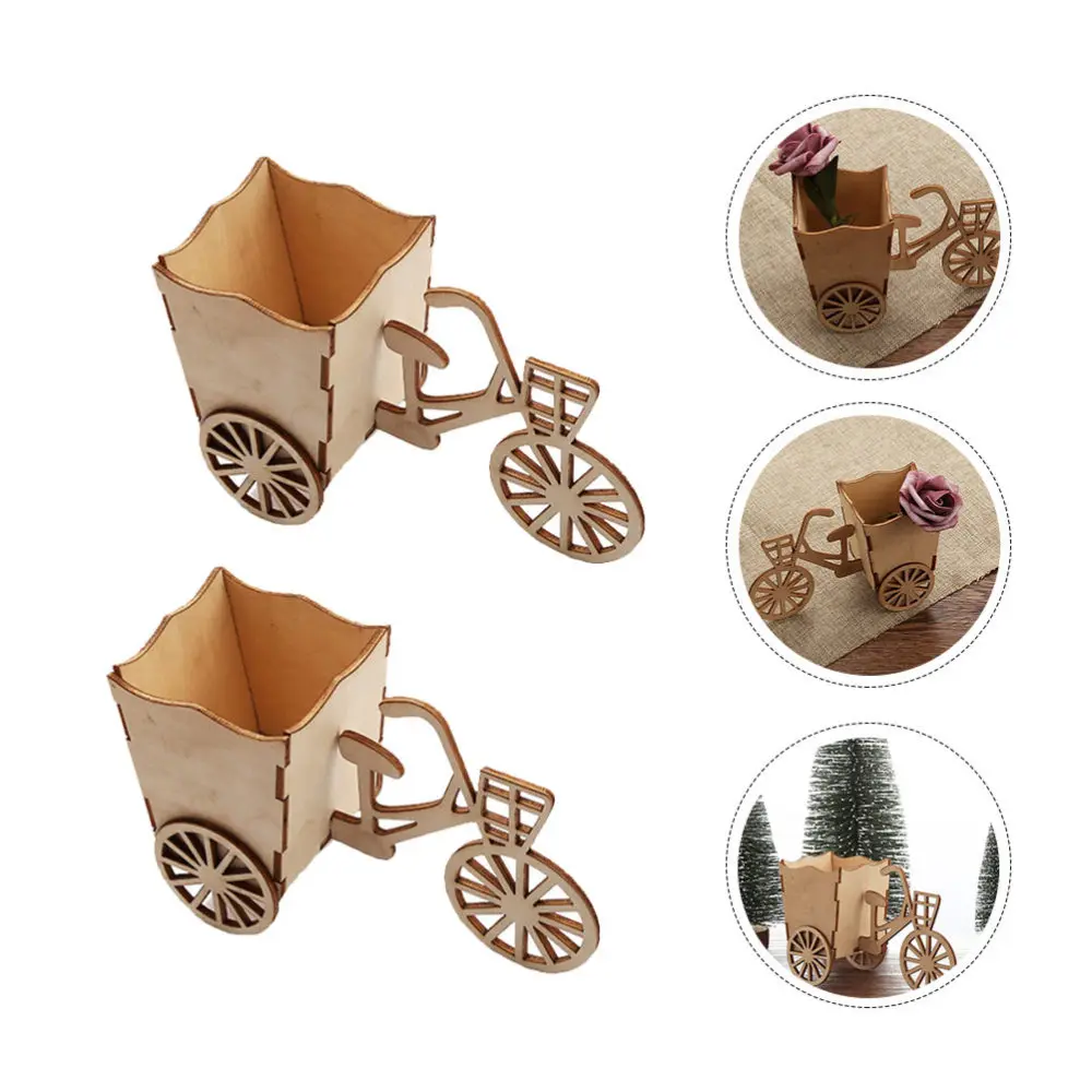 

2Pcs Unique Wood Models Room Tabletop Ornaments Wood Bike Craft Adornments